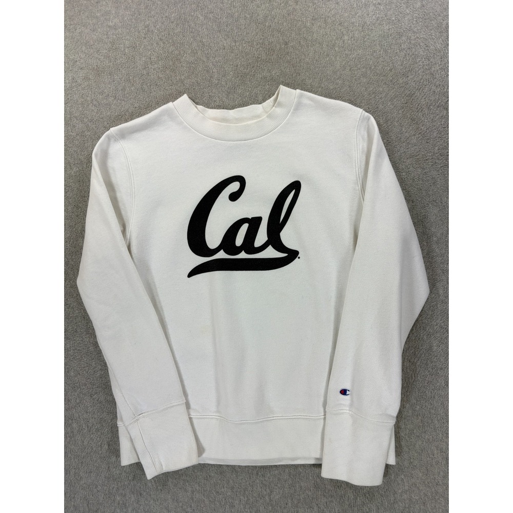 Cal Bears Champion Screened Logo Campus Crew Sweatshirt (Women's Small) White